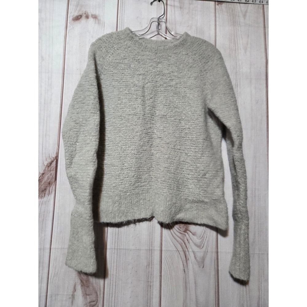 Banana Republic Wool‎ Fuzzy Textured Crew Neck Sweater Light Gray Size Medium